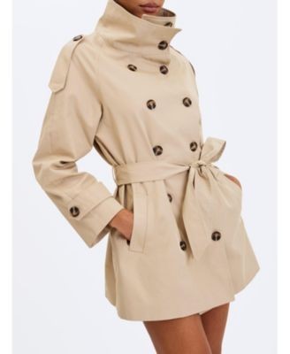 Miss Circle Vanetta High Collar Double-Breasted Trench Mini Coat, photo 2
