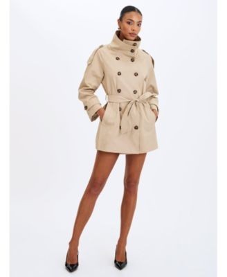 Miss Circle Vanetta High Collar Double-Breasted Trench Mini Coat, photo 3