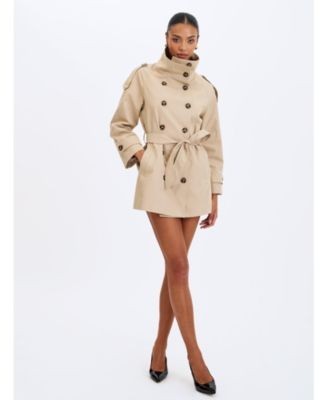 Miss Circle Vanetta High Collar Double-Breasted Trench Mini Coat, photo 4
