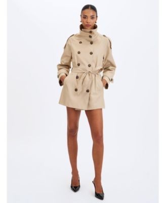 Miss Circle Vanetta High Collar Double-Breasted Trench Mini Coat, photo 5