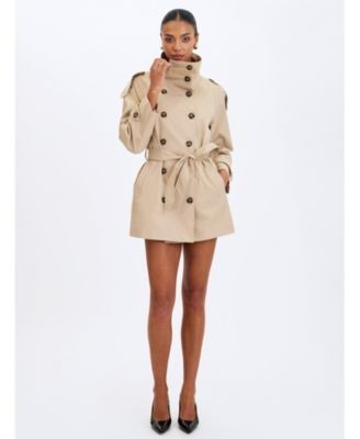 Miss Circle Vanetta High Collar Double-Breasted Trench Mini Coat, photo 6
