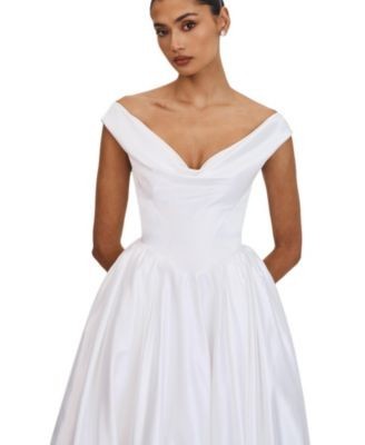 Miss Circle Unna Satin Bardot Cowl Wedding Gown