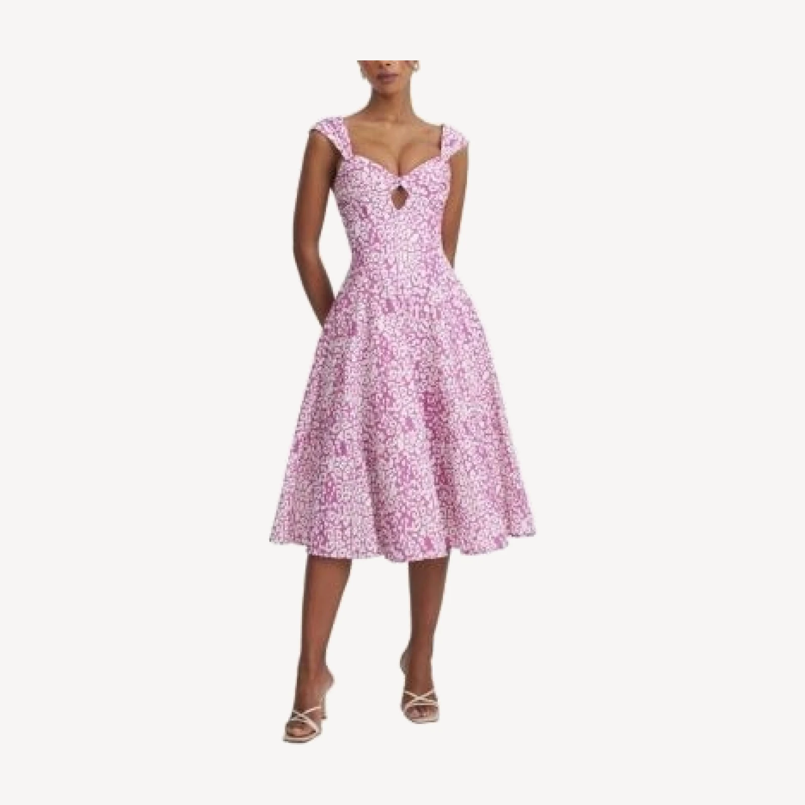 Miss Circle Wynonna Cheetah Linen Keyhole Midi Dress