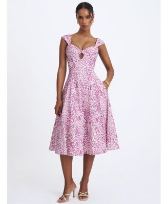 Miss Circle Wynonna Cheetah Linen Keyhole Midi Dress