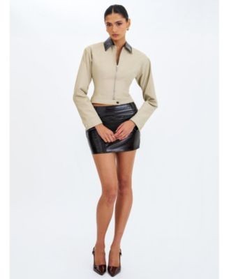Miss Circle Vinette Cotton Gabardine Cropped Front Zip Jacket, photo 3