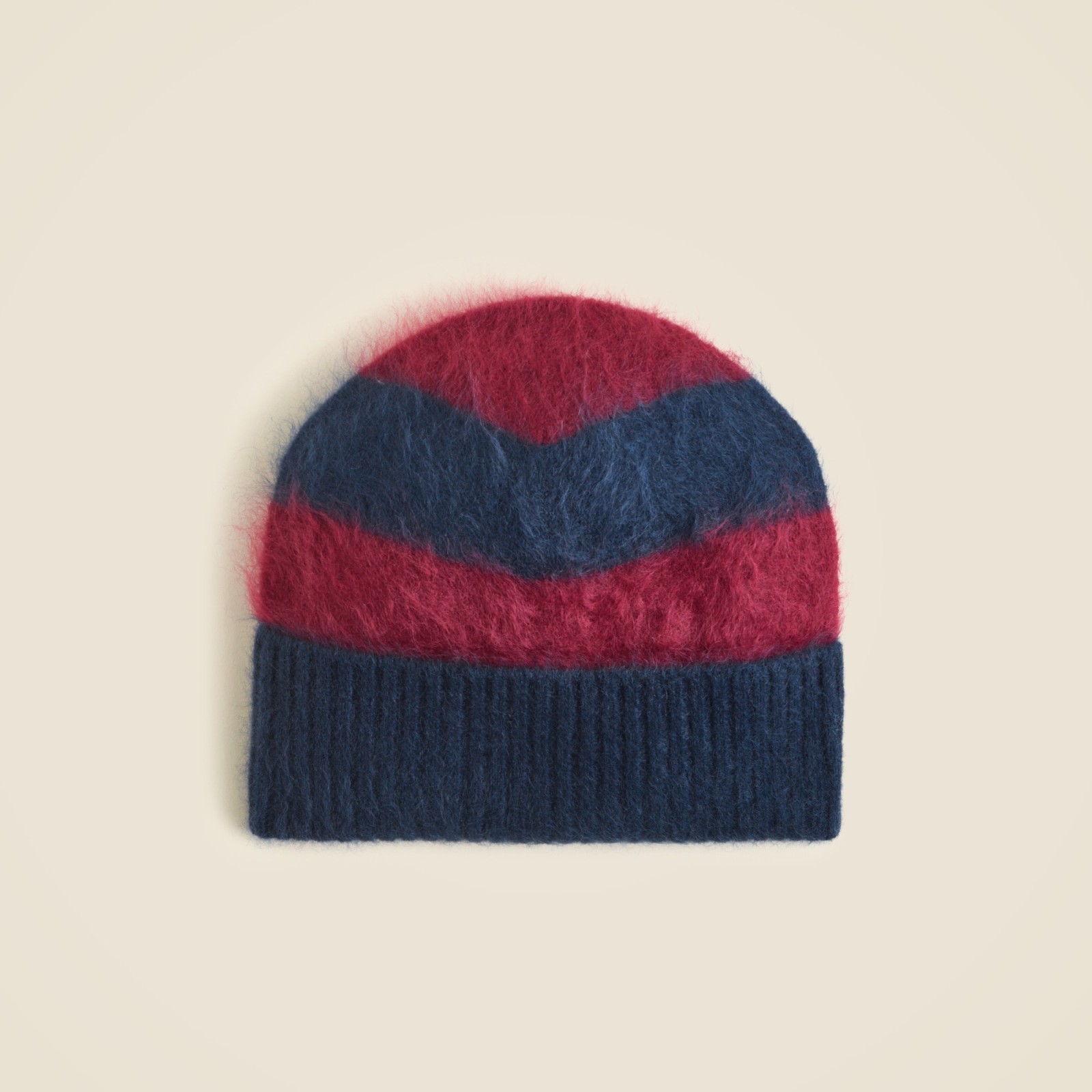 Brushed cashmere beanie in rugby stripe