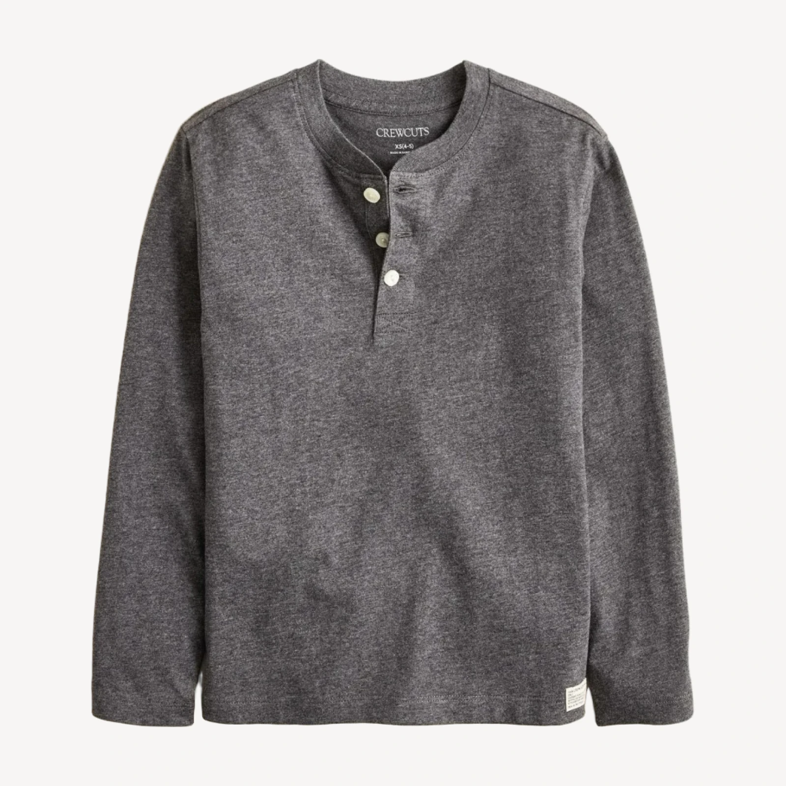 Kids' long-sleeve garment-dyed henley T-shirt in broken-in-jersey