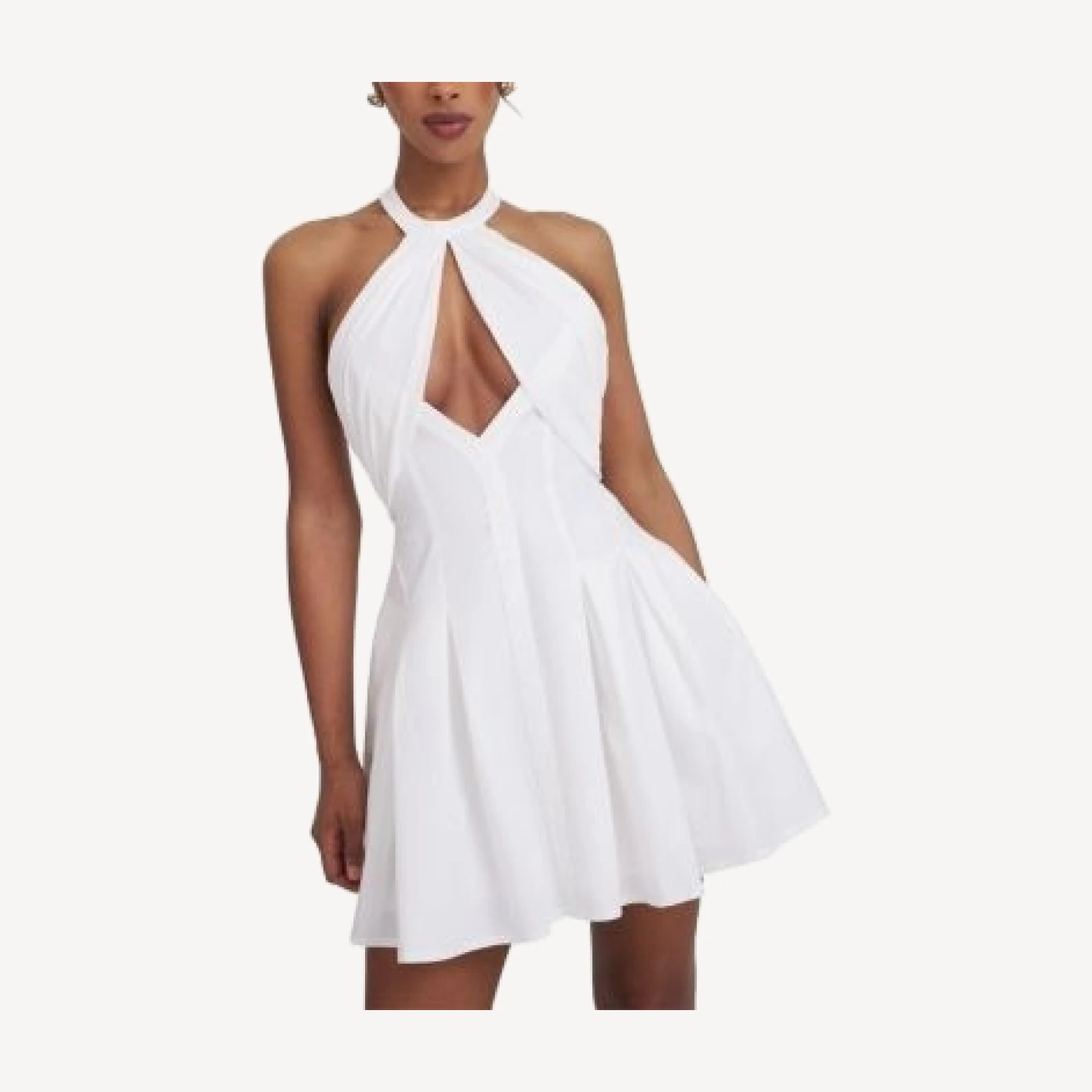 Miss Circle Jordyn Cotton Poplin Keyhole Halter Mini Dress