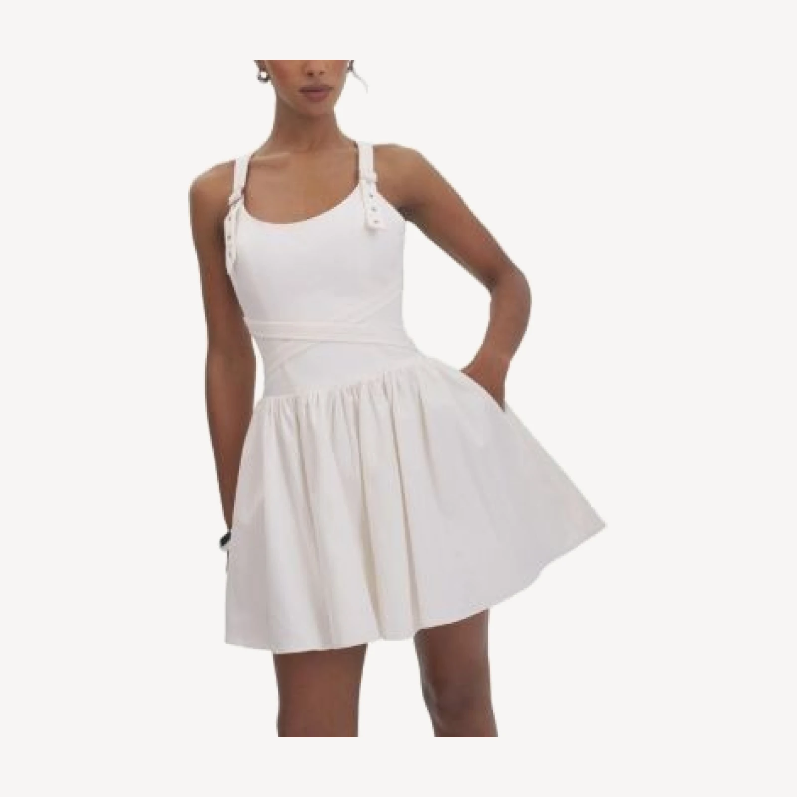 Miss Circle Francine Cotton Denim Crossover Strap Mini Dress