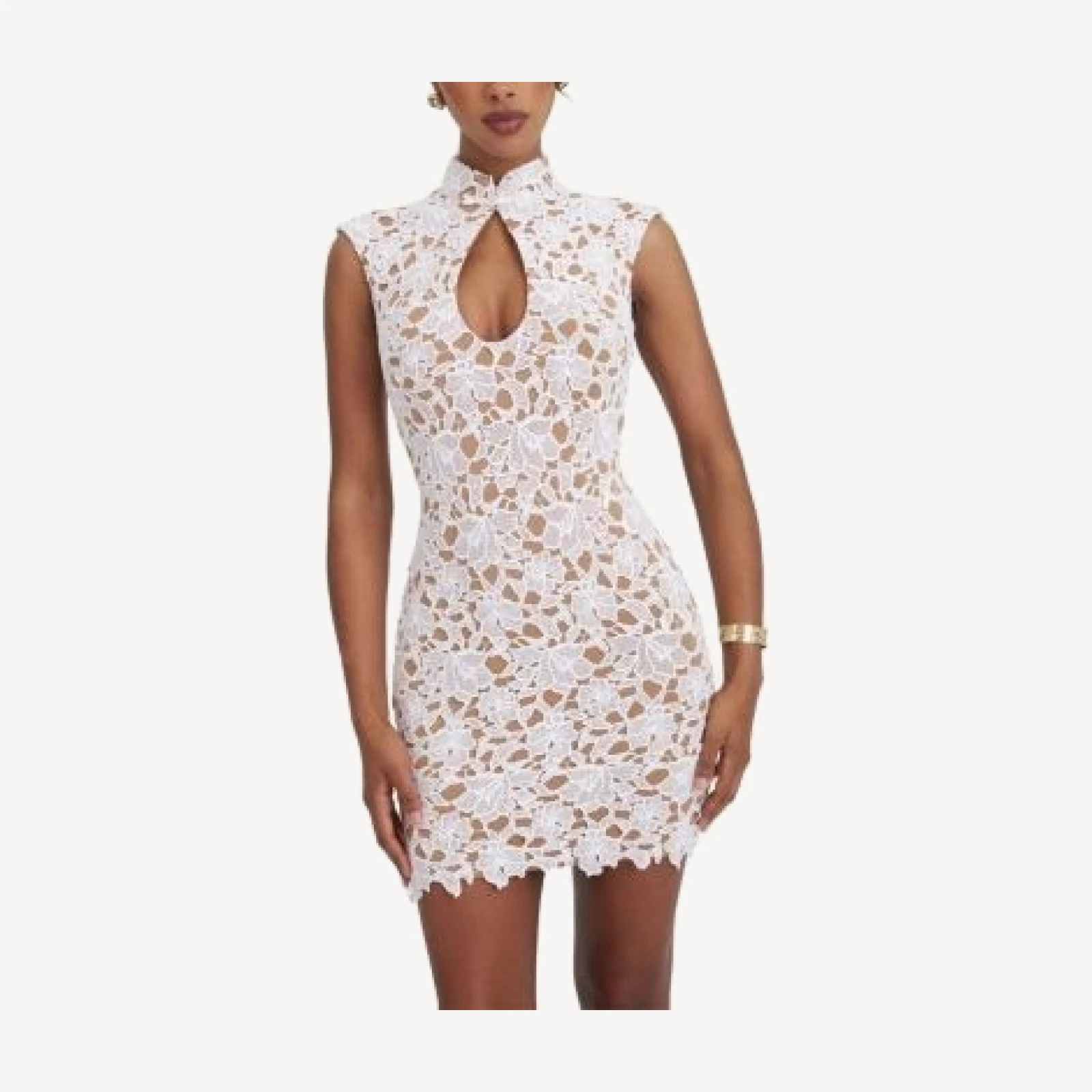 Miss Circle Quinley Cotton Lace Teardrop Neckline Mini Dress