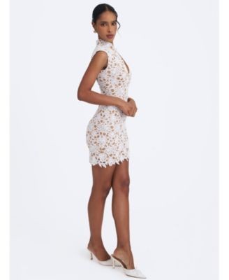 Miss Circle Quinley Cotton Lace Teardrop Neckline Mini Dress