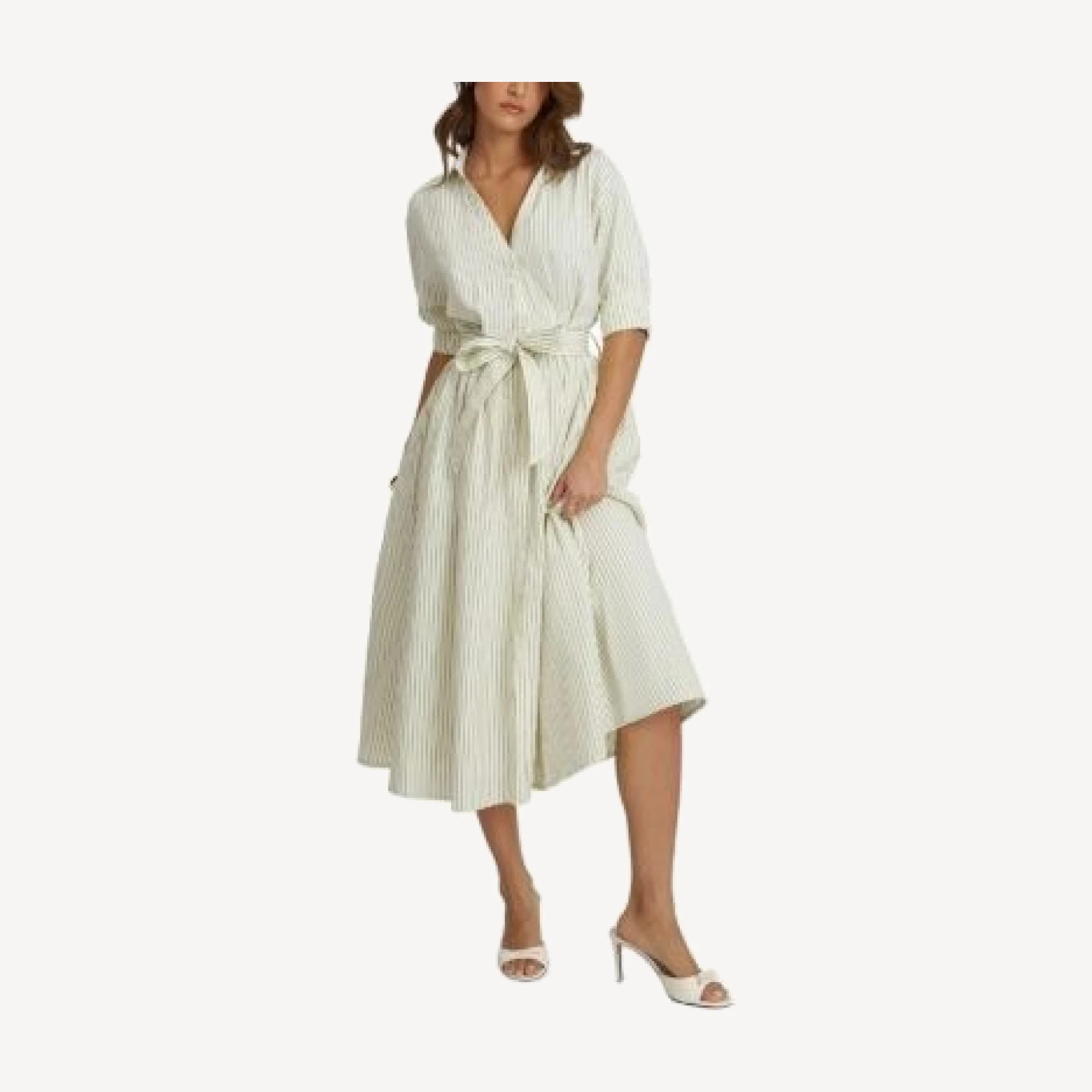 Miss Circle Danica Poplin Striped Shirt Midi Dress