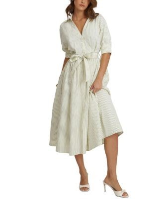 Miss Circle Danica Poplin Striped Shirt Midi Dress