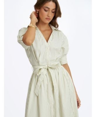 Miss Circle Danica Poplin Striped Shirt Midi Dress