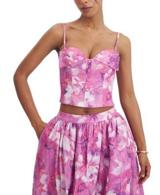 Miss Circle Xamira Blooming Linen Floral Sweetheart Foldover Top
