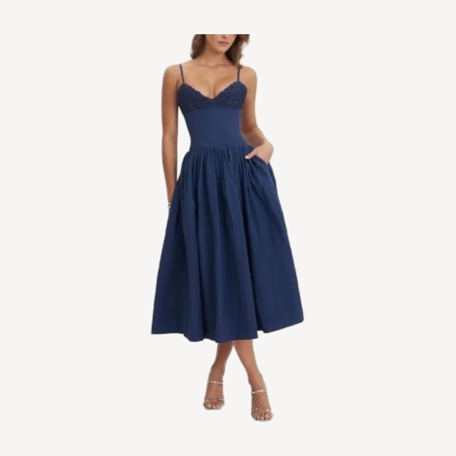 Miss Circle Ailani Taffeta Smocked Midi Dress