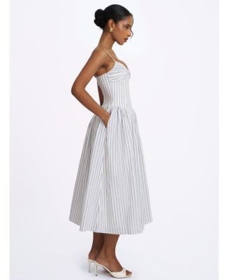 Miss Circle Olea Striped Cotton Poplin Ruched Midi Dress