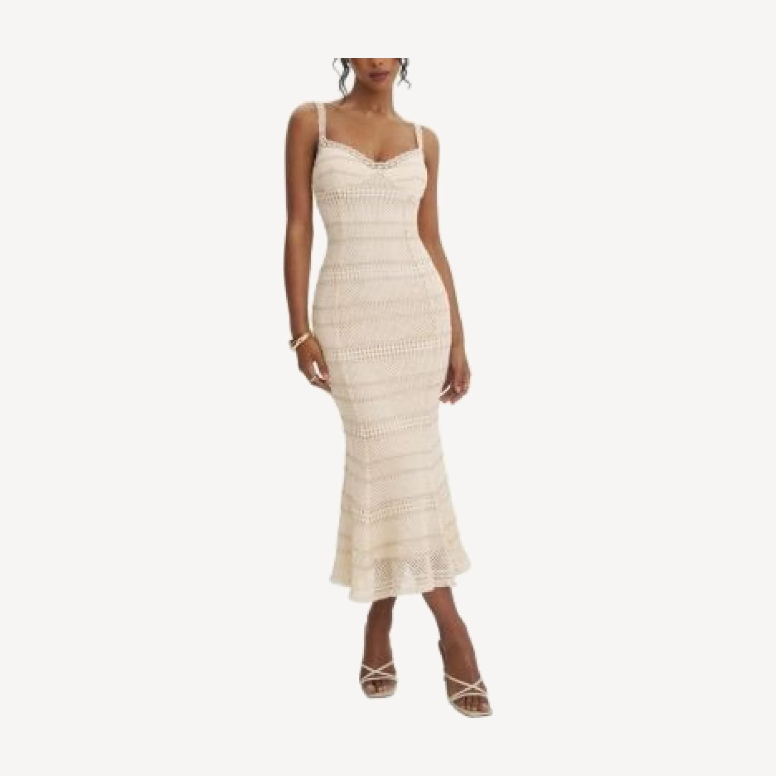 Miss Circle Xiomara Stripe Crochet Knit Mermaid Midi Dress