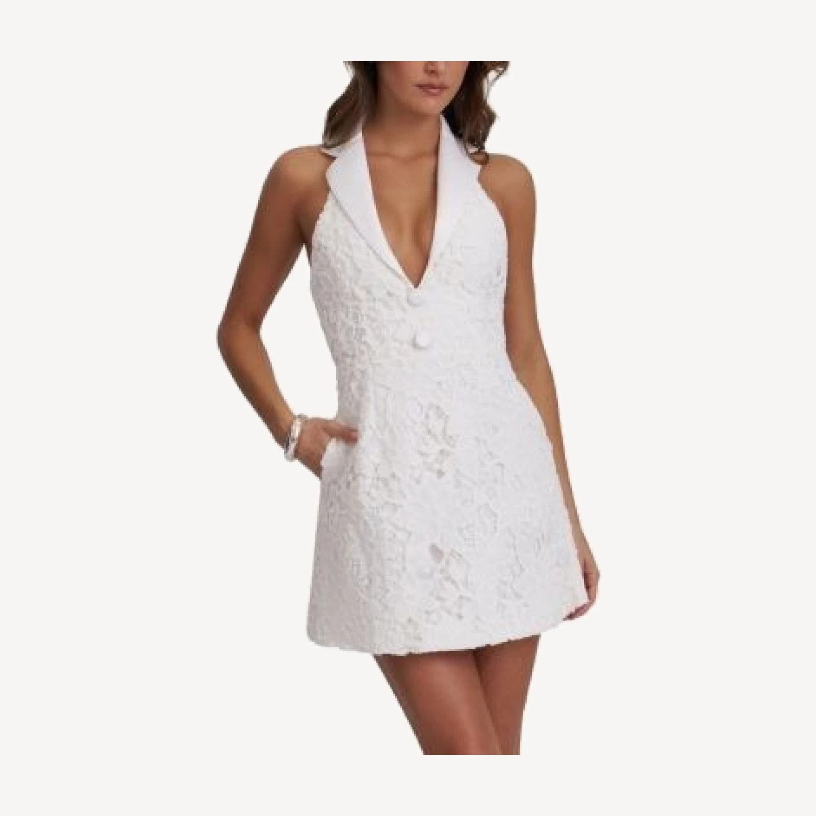 Miss Circle Ignacia Cotton Lace Halter A-Line Mini Dress