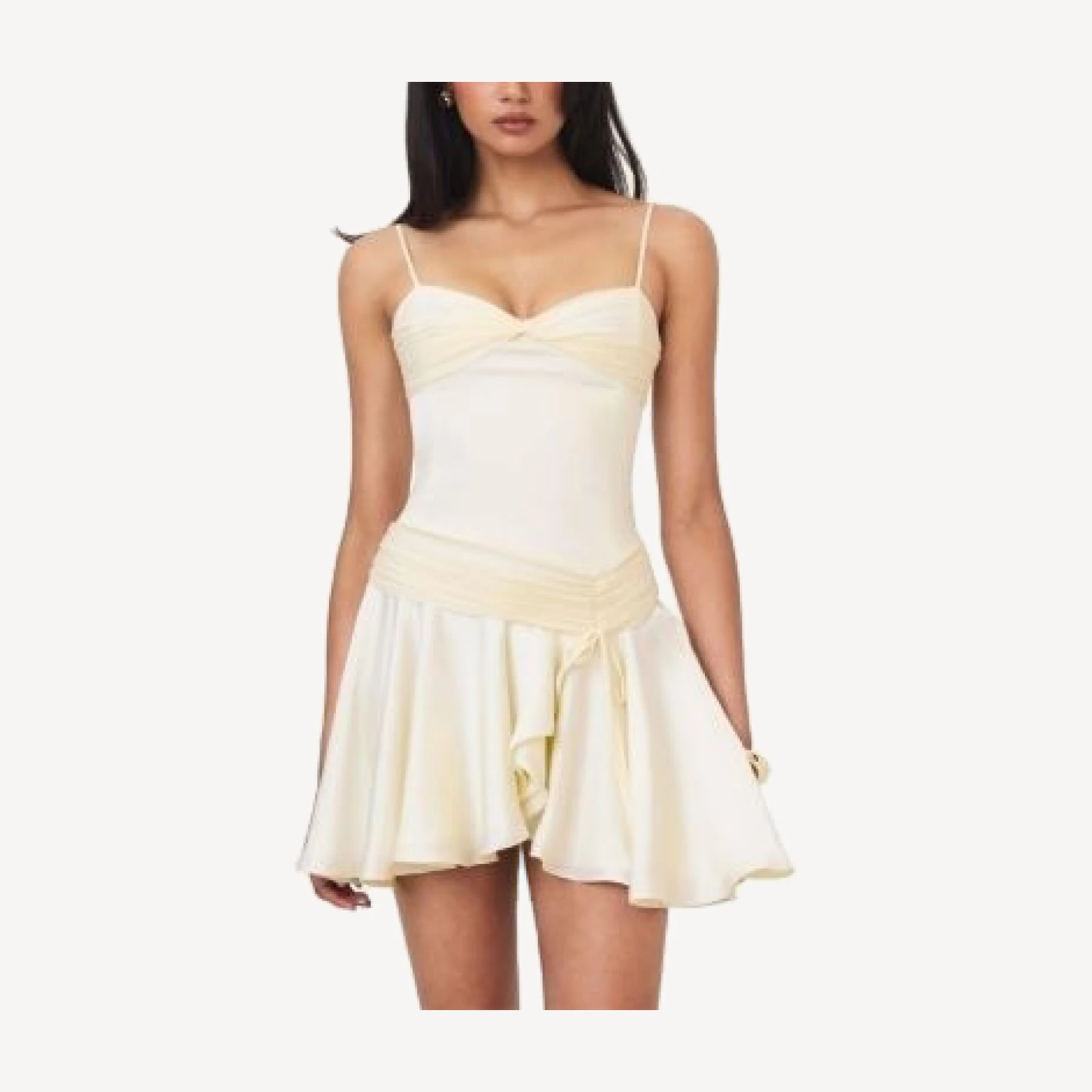Miss Circle Yvonne Satin Asymmetrical Ruched Mini Dress