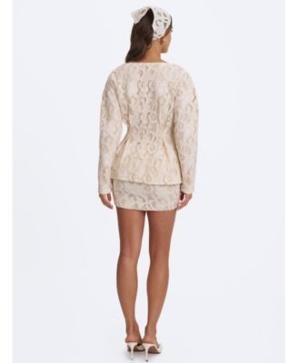 Miss Circle Wenley Cotton Lace Puff Sleeve Cinched Top