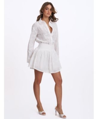 Miss Circle Quintina Embroidered Cotton Gauze Button-Down Shirt
