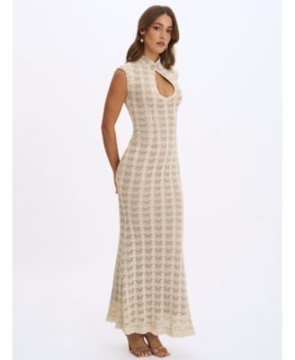 Miss Circle Xylona Crochet Teardrop Neckline Mermaid Maxi Dress