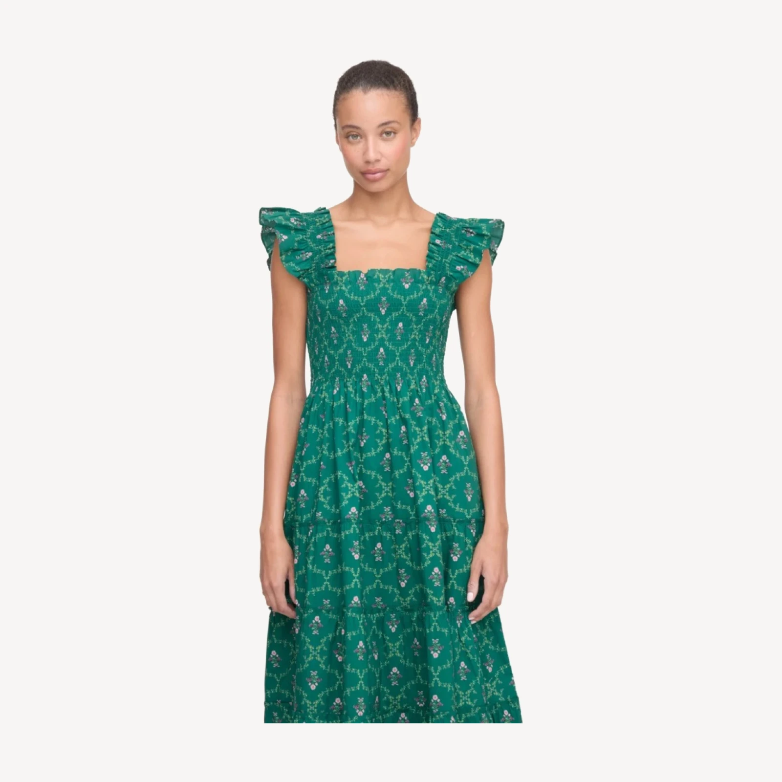 The Ellie Nap Dress - Emerald Trellis
