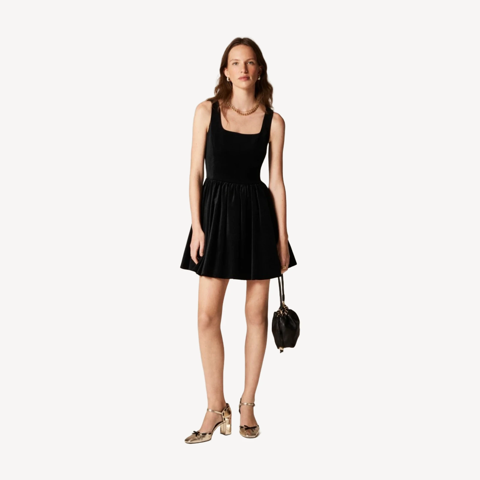 Fit-and-flare mini dress in velvet