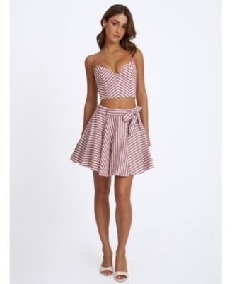 Miss Circle Xolani Striped Linen Mini Skirt