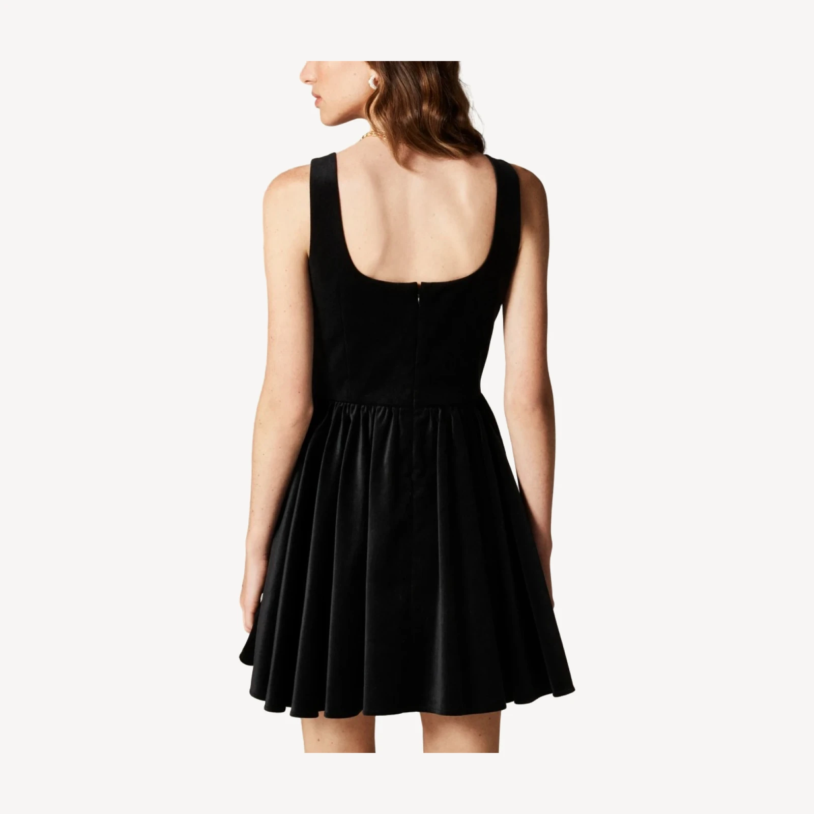 Fit-and-flare mini dress in velvet