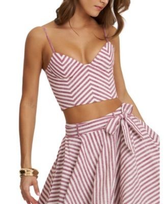 Miss Circle Xola Chevron Striped Linen Cropped Top