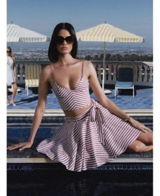 Miss Circle Xola Chevron Striped Linen Cropped Top