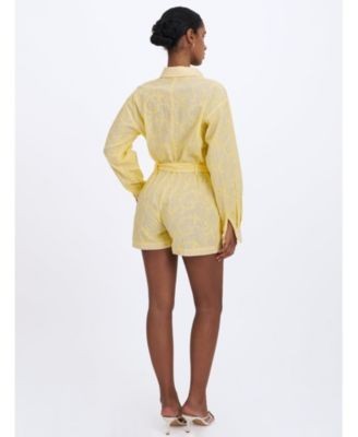 Miss Circle Malou Embroidered Poplin Belted Shirt Romper