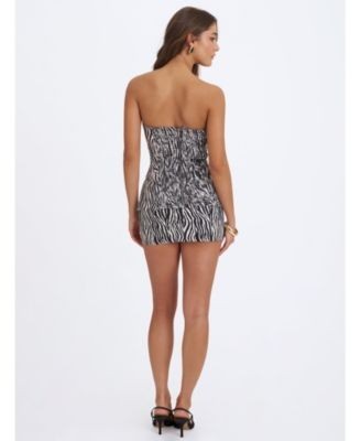 Miss Circle Petrine Zebra Linen Print Low-Waisted Mini Skirt
