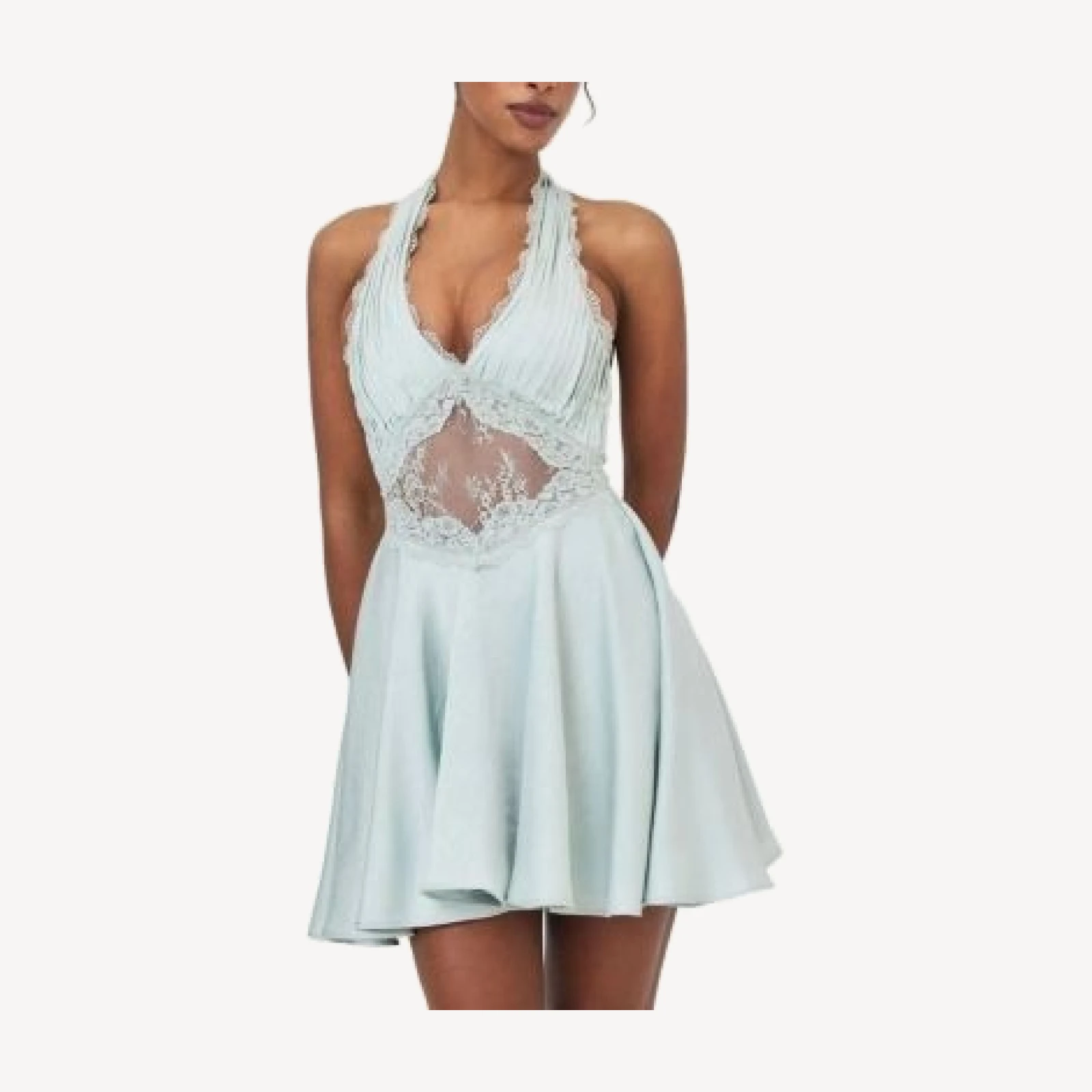 Miss Circle Rianna Crinkle Satin Halter Mini Dress