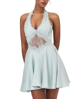 Miss Circle Rianna Crinkle Satin Halter Mini Dress