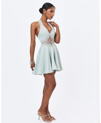 Miss Circle Rianna Crinkle Satin Halter Mini Dress