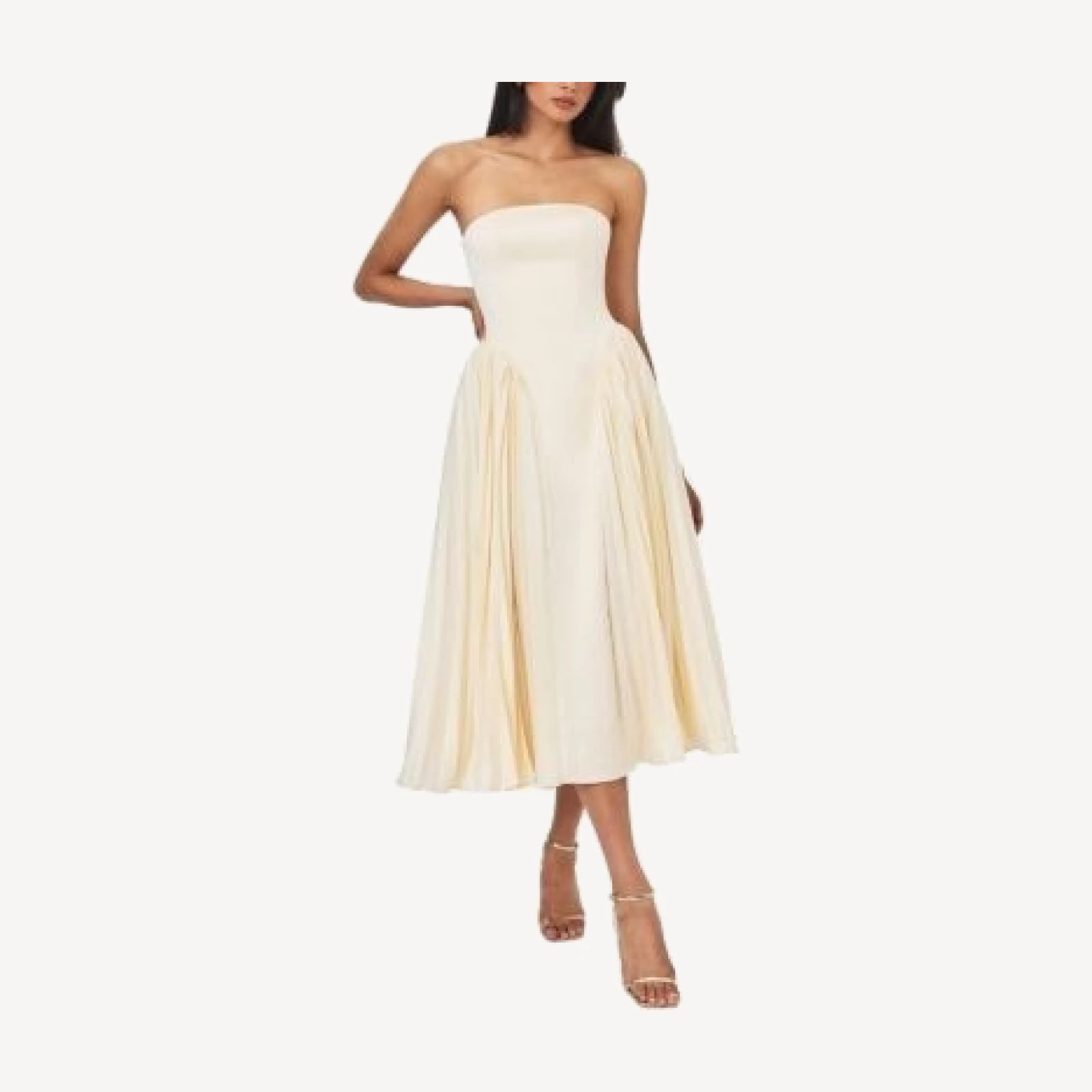 Miss Circle Marnie Pleated Satin Midi Dress