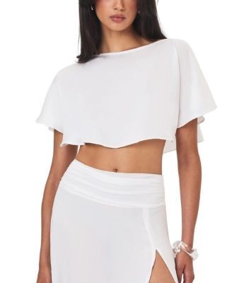 Miss Circle Yarae Satin Boat Neck Cape Top
