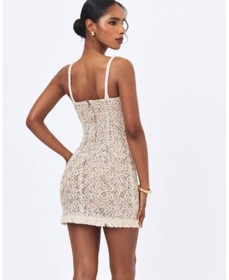 Miss Circle Taliyah Braided-Strap Chunky Lace Mini Dress