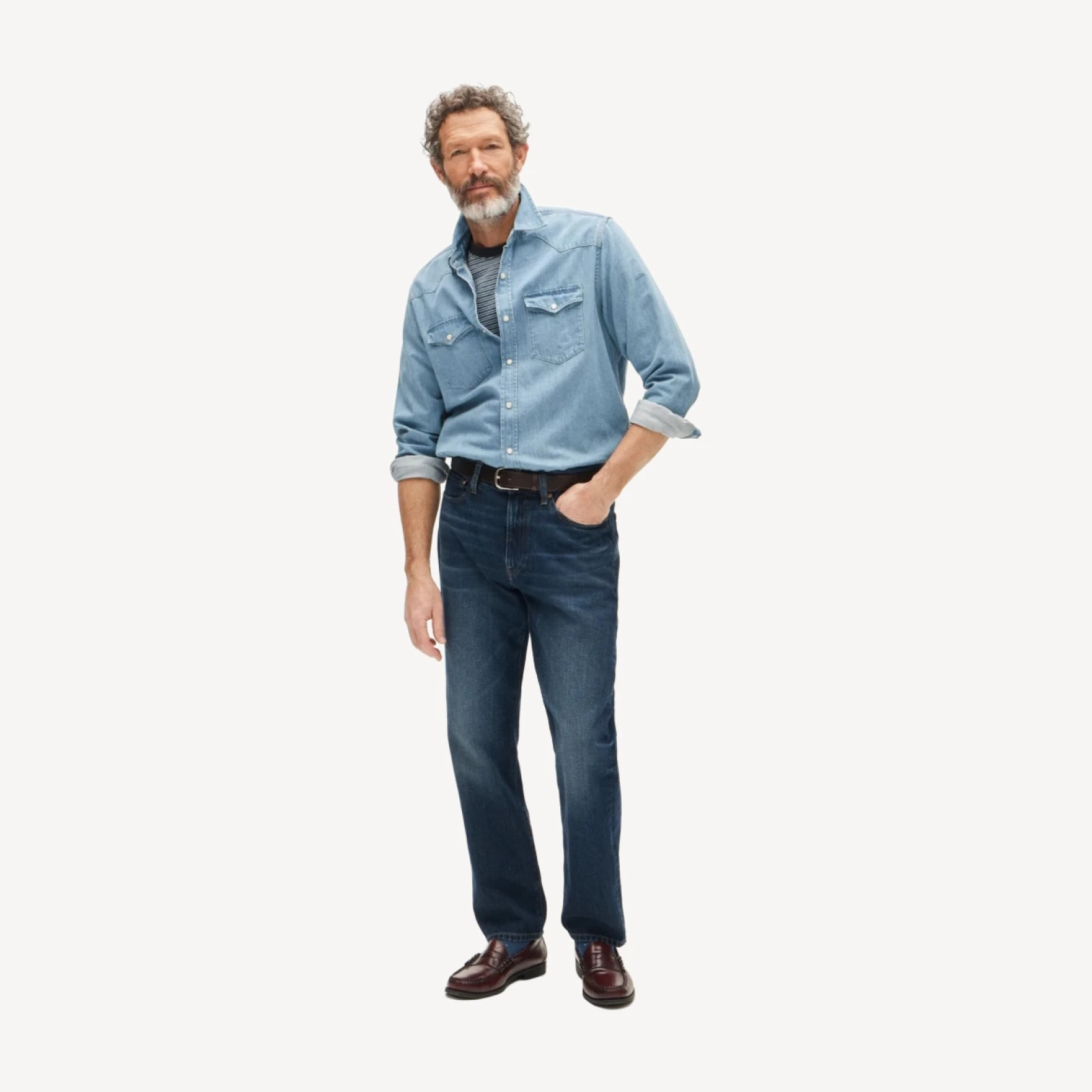 Midweight denim western shirt