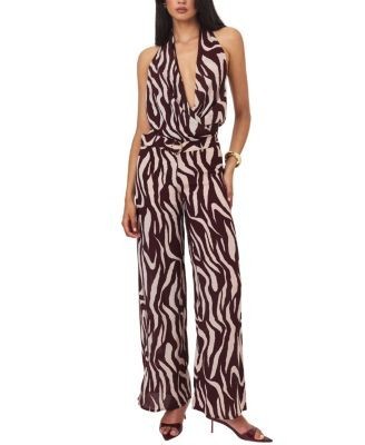 Miss Circle Ashlyn Print Belted Halter Jumpsuit