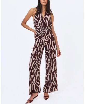 Miss Circle Ashlyn Print Belted Halter Jumpsuit