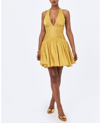 Miss Circle Xavia Crystal Organza Plunging Halter Mini Dress