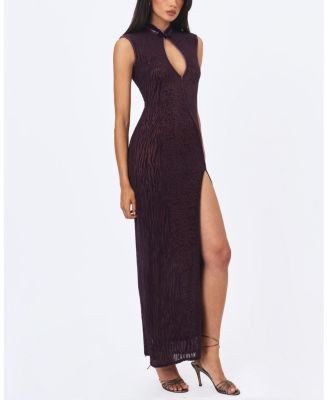 Miss Circle Riona Burnout Velvet Mesh Keyhole Maxi Dress
