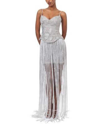 Miss Circle Olisa Beaded Peplum Tassel Maxi Dress
