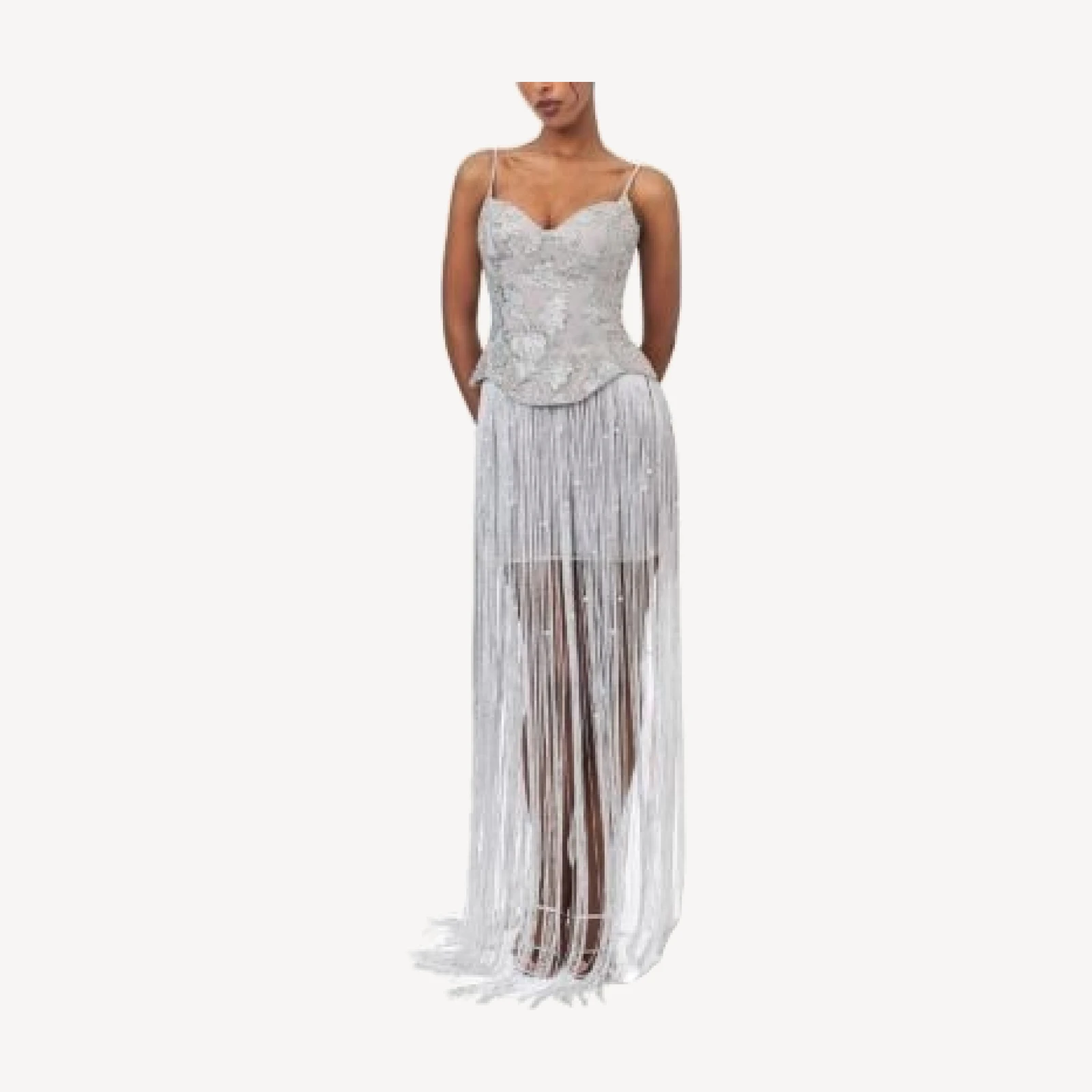 Miss Circle Olisa Beaded Peplum Tassel Maxi Dress