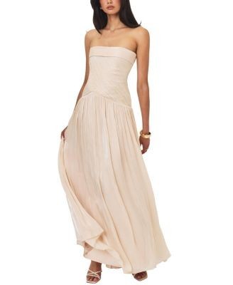 Miss Circle Olivine Crystal Organza Strapless Maxi Dress