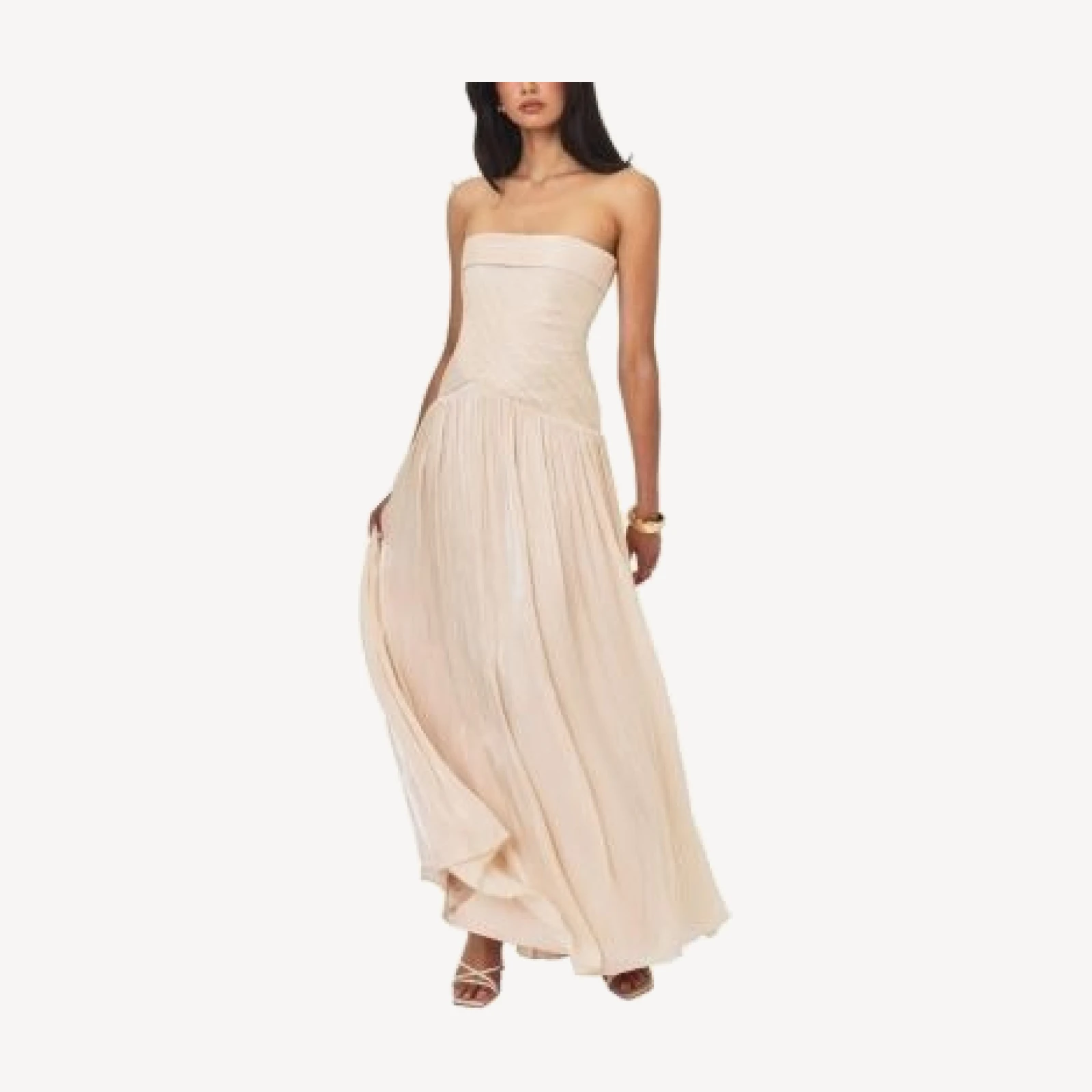 Miss Circle Olivine Crystal Organza Strapless Maxi Dress
